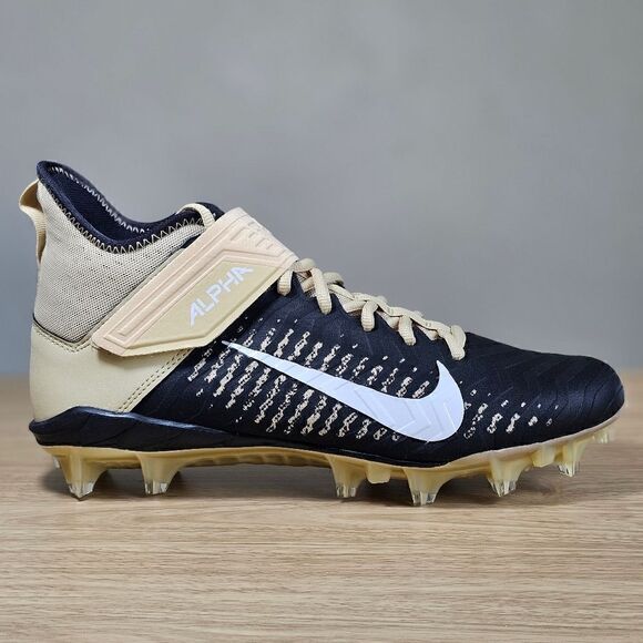 Nike Alpha Menace Pro 2 Mid Football Cleats Black Gold White Men\'s 11 BV3946-700 main image 13